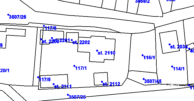 Parcela st. 2110 v KÚ Planá u Mariánských Lázní, Katastrální mapa