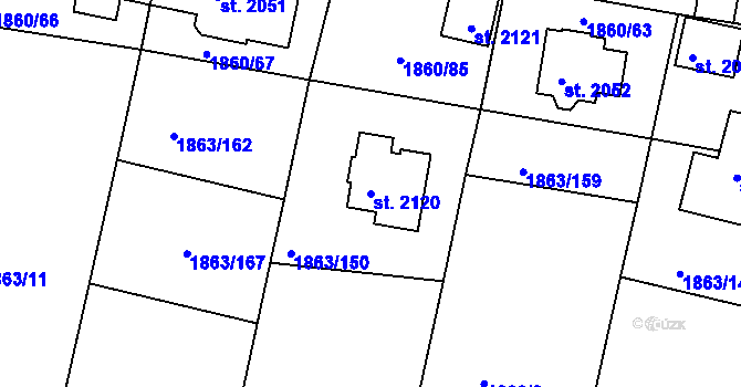 Parcela st. 2120 v KÚ Planá u Mariánských Lázní, Katastrální mapa