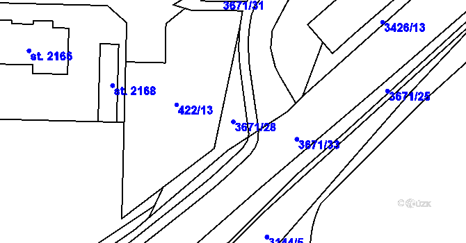 Parcela st. 3671/28 v KÚ Planá u Mariánských Lázní, Katastrální mapa