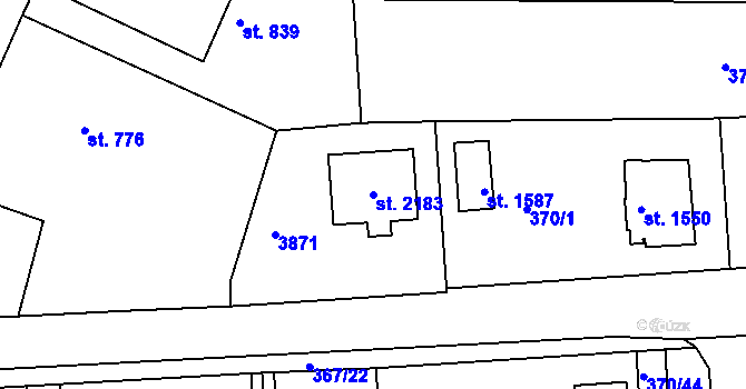 Parcela st. 2183 v KÚ Planá u Mariánských Lázní, Katastrální mapa