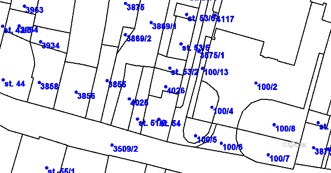 Parcela st. 4026 v KÚ Planá u Mariánských Lázní, Katastrální mapa