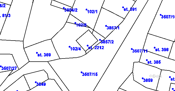 Parcela st. 2212 v KÚ Planá u Mariánských Lázní, Katastrální mapa