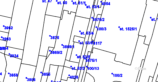 Parcela st. 53/6 v KÚ Planá u Mariánských Lázní, Katastrální mapa