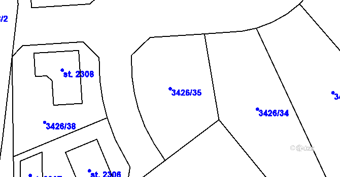 Parcela st. 3426/35 v KÚ Planá u Mariánských Lázní, Katastrální mapa