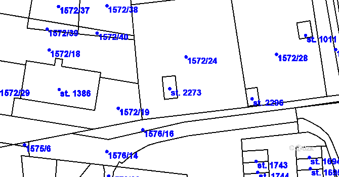 Parcela st. 2273 v KÚ Planá u Mariánských Lázní, Katastrální mapa