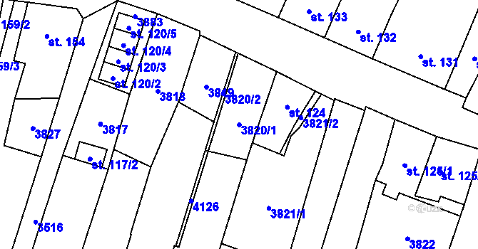 Parcela st. 3820/1 v KÚ Planá u Mariánských Lázní, Katastrální mapa