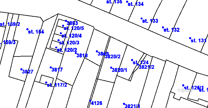 Parcela st. 3820/2 v KÚ Planá u Mariánských Lázní, Katastrální mapa