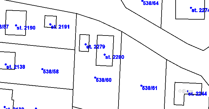 Parcela st. 2280 v KÚ Planá u Mariánských Lázní, Katastrální mapa