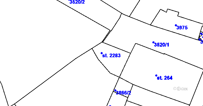 Parcela st. 2283 v KÚ Planá u Mariánských Lázní, Katastrální mapa