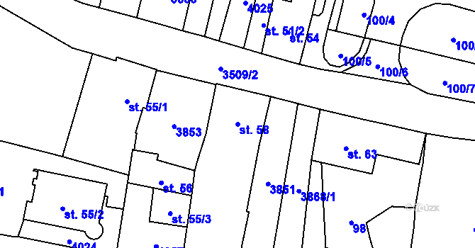 Parcela st. 58 v KÚ Planá u Mariánských Lázní, Katastrální mapa