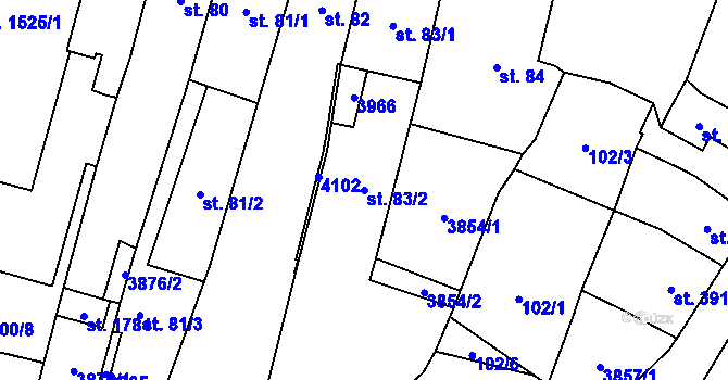 Parcela st. 83/2 v KÚ Planá u Mariánských Lázní, Katastrální mapa