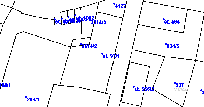 Parcela st. 93/1 v KÚ Planá u Mariánských Lázní, Katastrální mapa