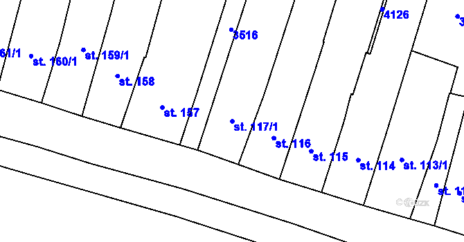 Parcela st. 117/1 v KÚ Planá u Mariánských Lázní, Katastrální mapa