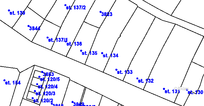 Parcela st. 134 v KÚ Planá u Mariánských Lázní, Katastrální mapa