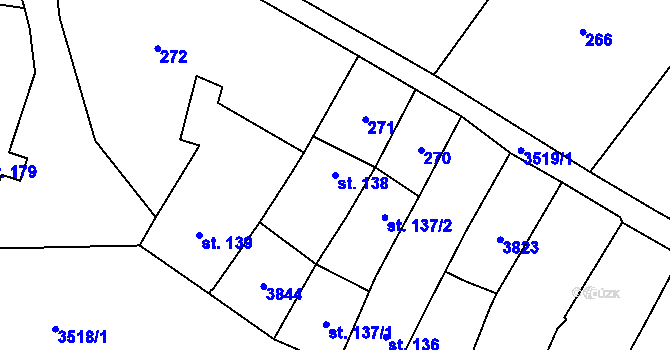 Parcela st. 138 v KÚ Planá u Mariánských Lázní, Katastrální mapa