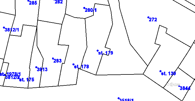 Parcela st. 179 v KÚ Planá u Mariánských Lázní, Katastrální mapa