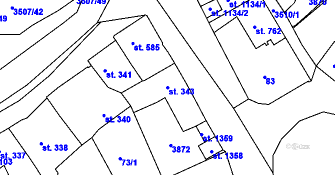 Parcela st. 343 v KÚ Planá u Mariánských Lázní, Katastrální mapa
