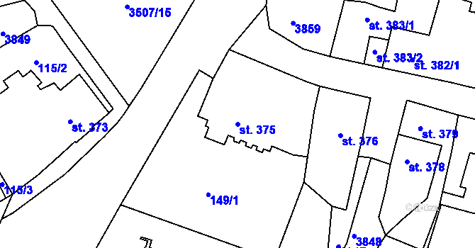 Parcela st. 375 v KÚ Planá u Mariánských Lázní, Katastrální mapa
