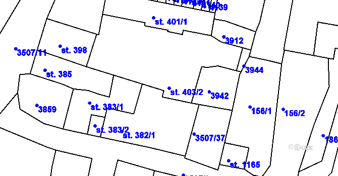 Parcela st. 403/2 v KÚ Planá u Mariánských Lázní, Katastrální mapa