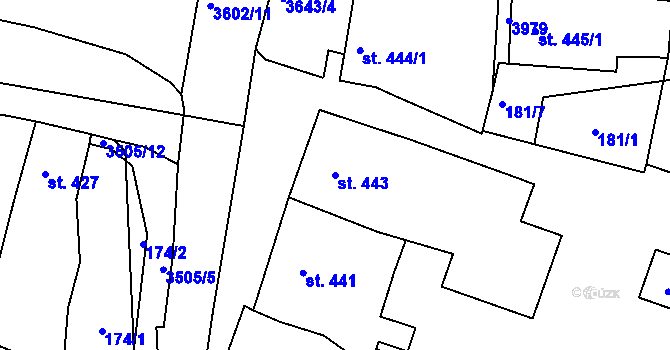 Parcela st. 443 v KÚ Planá u Mariánských Lázní, Katastrální mapa