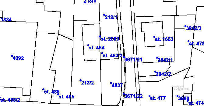 Parcela st. 483/2 v KÚ Planá u Mariánských Lázní, Katastrální mapa