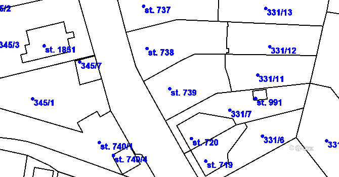 Parcela st. 739 v KÚ Planá u Mariánských Lázní, Katastrální mapa
