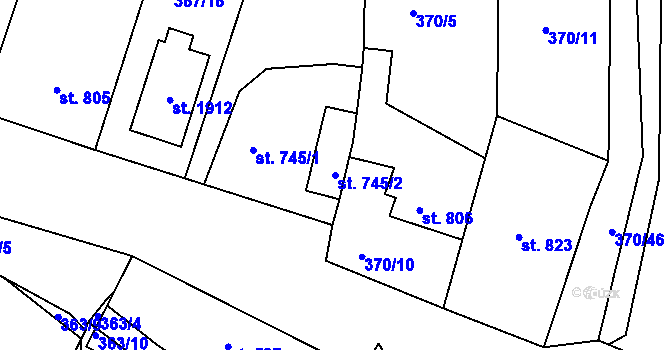 Parcela st. 745/2 v KÚ Planá u Mariánských Lázní, Katastrální mapa