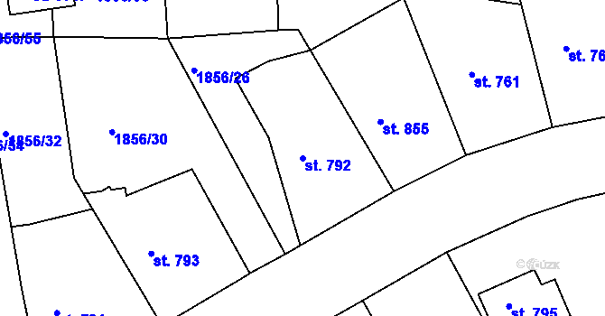 Parcela st. 792 v KÚ Planá u Mariánských Lázní, Katastrální mapa