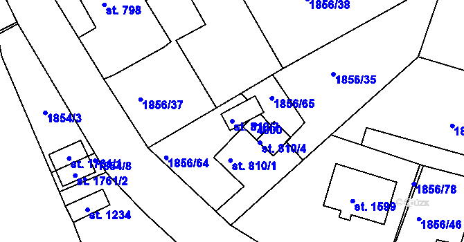 Parcela st. 810/2 v KÚ Planá u Mariánských Lázní, Katastrální mapa