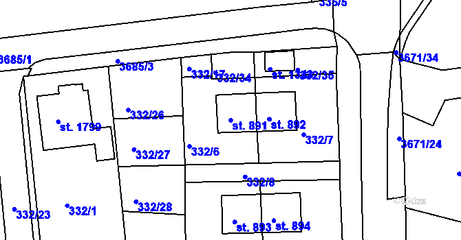 Parcela st. 891 v KÚ Planá u Mariánských Lázní, Katastrální mapa