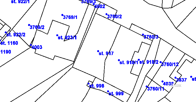 Parcela st. 917 v KÚ Planá u Mariánských Lázní, Katastrální mapa