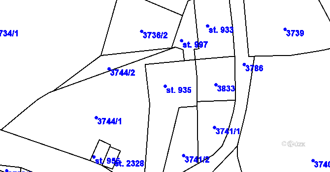 Parcela st. 935 v KÚ Planá u Mariánských Lázní, Katastrální mapa