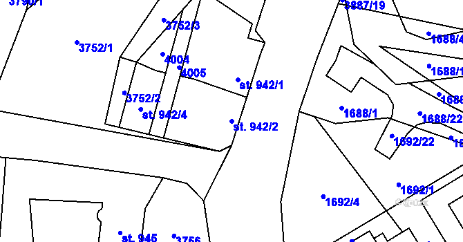 Parcela st. 942/2 v KÚ Planá u Mariánských Lázní, Katastrální mapa