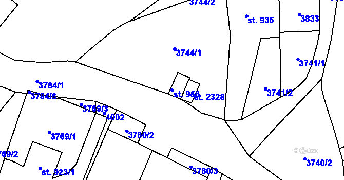 Parcela st. 956 v KÚ Planá u Mariánských Lázní, Katastrální mapa