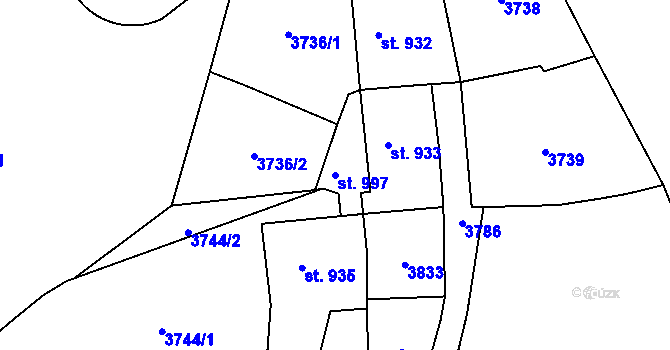 Parcela st. 997 v KÚ Planá u Mariánských Lázní, Katastrální mapa
