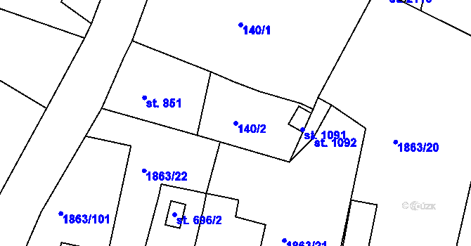 Parcela st. 140/2 v KÚ Planá u Mariánských Lázní, Katastrální mapa