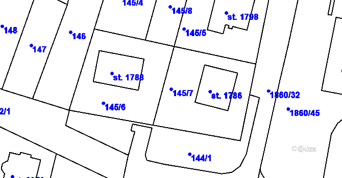 Parcela st. 145/7 v KÚ Planá u Mariánských Lázní, Katastrální mapa