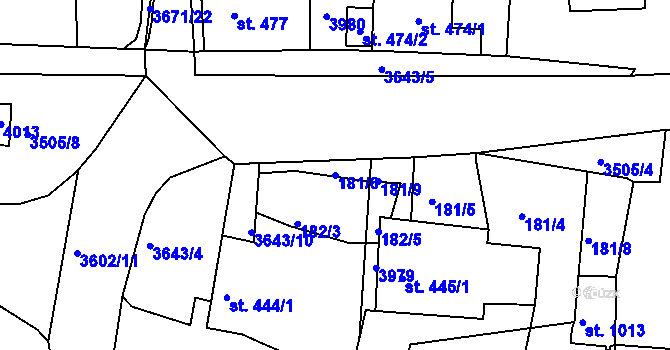 Parcela st. 181/6 v KÚ Planá u Mariánských Lázní, Katastrální mapa