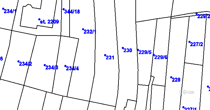 Parcela st. 231 v KÚ Planá u Mariánských Lázní, Katastrální mapa