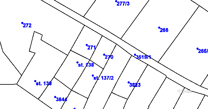 Parcela st. 270 v KÚ Planá u Mariánských Lázní, Katastrální mapa