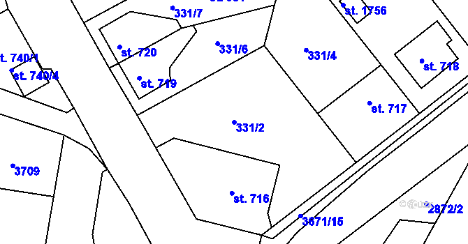 Parcela st. 331/2 v KÚ Planá u Mariánských Lázní, Katastrální mapa