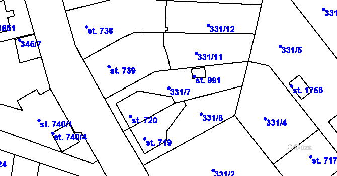 Parcela st. 331/7 v KÚ Planá u Mariánských Lázní, Katastrální mapa