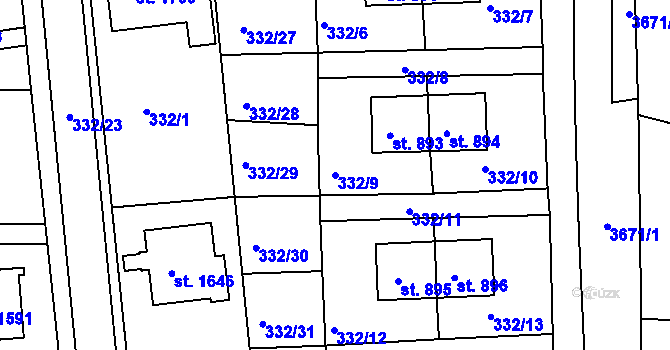 Parcela st. 332/9 v KÚ Planá u Mariánských Lázní, Katastrální mapa