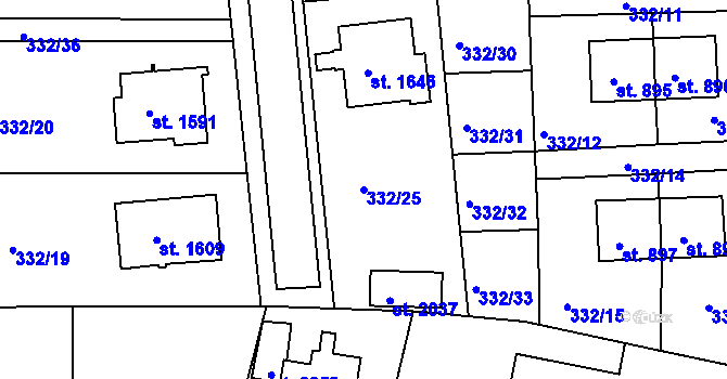 Parcela st. 332/25 v KÚ Planá u Mariánských Lázní, Katastrální mapa