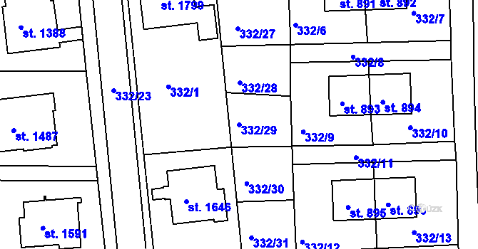 Parcela st. 332/29 v KÚ Planá u Mariánských Lázní, Katastrální mapa