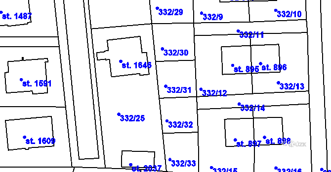 Parcela st. 332/31 v KÚ Planá u Mariánských Lázní, Katastrální mapa