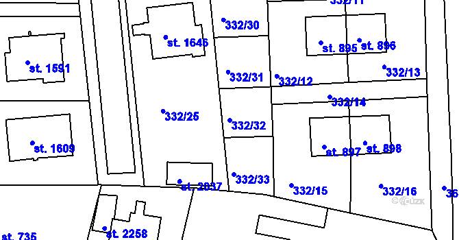 Parcela st. 332/32 v KÚ Planá u Mariánských Lázní, Katastrální mapa