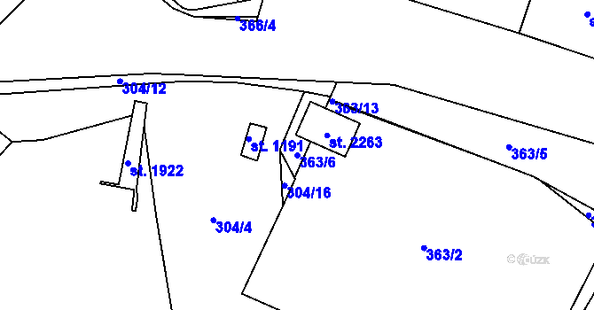 Parcela st. 363/6 v KÚ Planá u Mariánských Lázní, Katastrální mapa