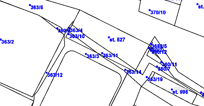Parcela st. 363/11 v KÚ Planá u Mariánských Lázní, Katastrální mapa