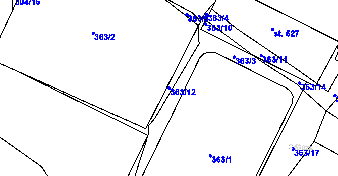 Parcela st. 363/12 v KÚ Planá u Mariánských Lázní, Katastrální mapa